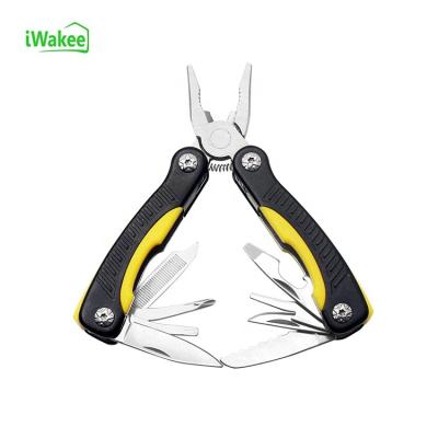 China Portable Black Yellow Folding Pocket Small Outdoor Activity Stainless Steel Multi Tool Hand Tongs for sale