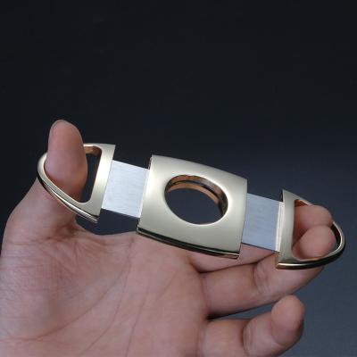 China Custom Logo Wholesale Stainless Steel Gold Cigar Cutter Cigar Scissors Portable Cigar Accessories Gift for sale