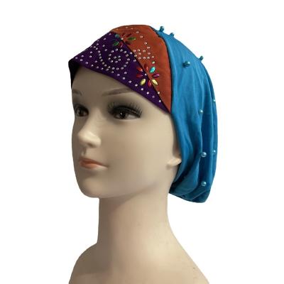 China Durable Muslim Head Cover For Muslim Women Hijab Small Beaded Arab Turban Cap OE-Color Women's Quilting Head Cover for sale