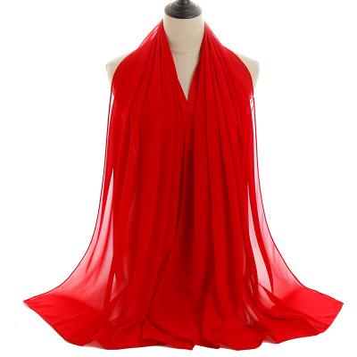 China Durable Chiffon Scarf Supplier Soft Breathable Pearl Chiffon Ladies Scarf Scarves Chat Long Scarf for sale