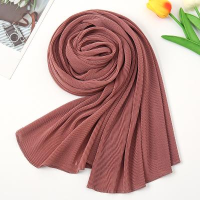 China New Luxury Ladies Durable Pearl Chiffon or Chiffon Shawls Boutique Wrinkle Scarf Hijabs Head Scarfs for sale