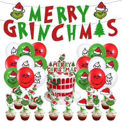 China Morden Latex Balloon Supplier of Party Decorations Balloons Set with Merry Christmas Pull Flag Banner for sale