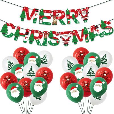 China Morden bulk 12 inch latex balloon for Christmas decorations set with mix color latex balloons paper banner for sale