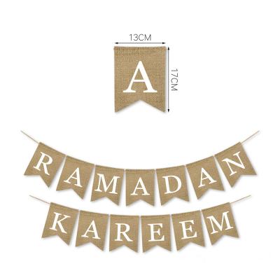 China Durable Newcomer Ramadan Kareem Pull Flag Burlap Decorative Banner for Eid Decoration Banner Flag for sale