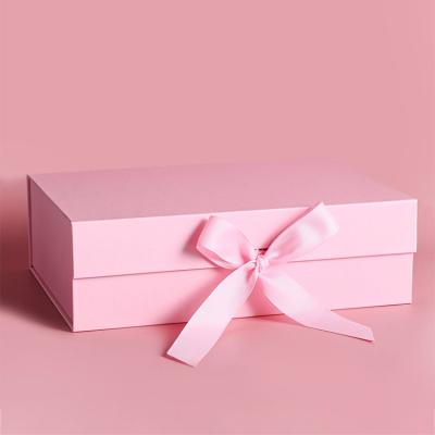 China Recyclable Pink Magnetic Closure Kraft Paper Fold Out Gift Boxes With Magnetic Lids And Handles for sale