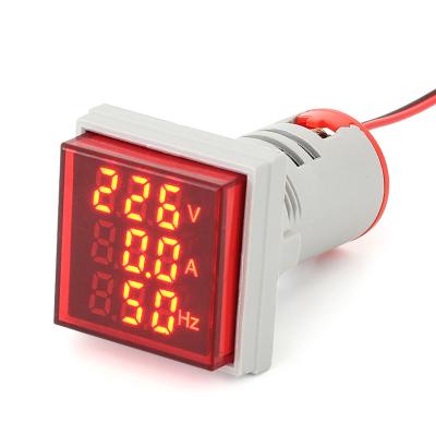 China NIN 22mm Mini Square Digital Display Indicator Voltmeter Ammeter Frequency Meter Waterproof Led Current-Voltage Tester AD101-22VAHZS for sale