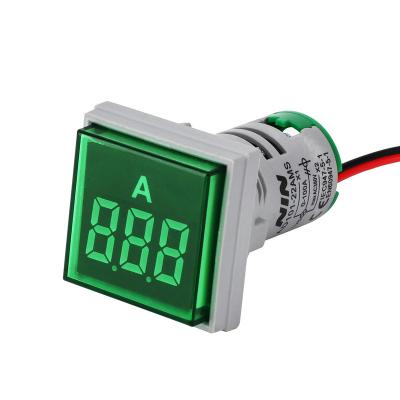 China NIN 22mm Meter Ammeter Square Panel Amp Tester Big Digital Tube Green Mini Led Indicator Light Signal AD101-22AMS for sale