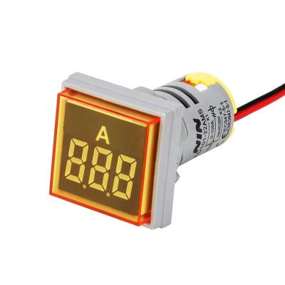 China NIN 22mm Mini Square Digital Display 0-100A Indicator Ammeter High Efficiency Yellow Accurate Ammeter AD101-22AMS for sale