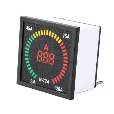 China Digital Box Shape 72mm*72mm AC 220V Led Ammeter Indicator Lamp With AC Amp Meter N-72A for sale