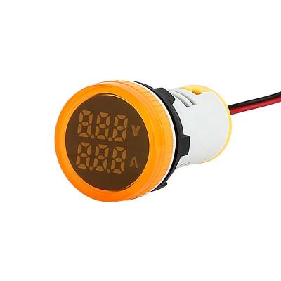 China High Quality NIN 22mm Mini Round Panel Digital Display Indicator Voltmeter Ammeter With Signal Light 2 in 1 Voltmeter 22mm AD101-22VAM for sale