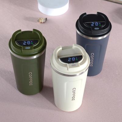 China Sustainable Table Coffee Mug Temperature Show ODM Logo Fashion Water Bottle Stainless Steel Diy for sale