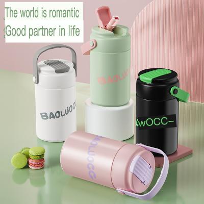 China Sustainable Innovative Bubble Water Bottle With Straw Insulation Female Beauty Food Grade Price Double Wall Water Bottle 316 Stainless Steel for sale