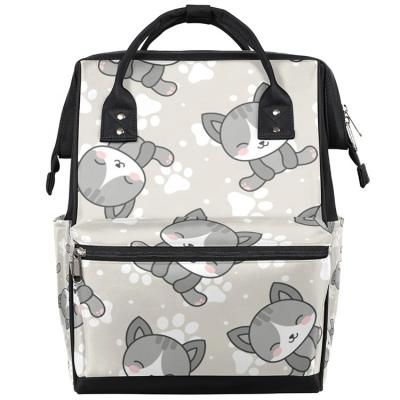 China Stylish Cute Cats Water Resistant Waterproof Nappy Diaper Bag Backpack Baby Check-in Check-in Shower Gifts for Girls Babies Boy Moms Dads for sale