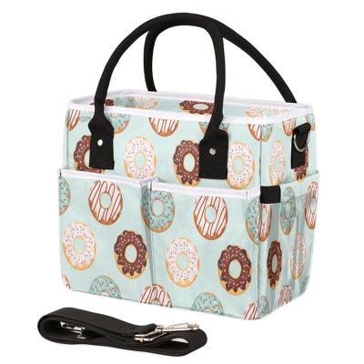 China Waterproof Insulated Thermal Lunch Tote Bag Multifunctional Tote Lunch Bag With Suction Adjustable Paper Shoulder Strap Side Pockets for sale