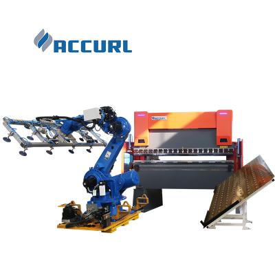 China Accurl 6 Axis Robot Press Brake High Precision Folding Stainless Plate Delem Controlled CNC Hydraulic Press Brake For Bending Metal for sale