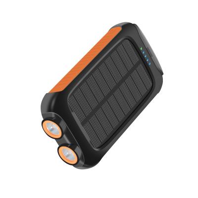 China Dual USB Solar Power Bank Charging Solar Panel Power Bank 20000mAh Battery Charger Waterproof External Portable Power Bank With LED Light for sale