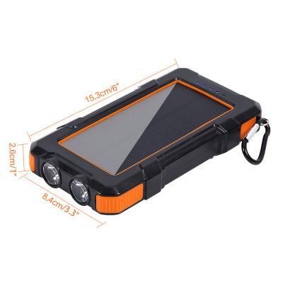 China USB Solar Battery Charger 20000 MAH High Capacity Dual Solar Panel Charging Outdoor Waterproof Solar Power Bank\Mobile Phone With Light for sale