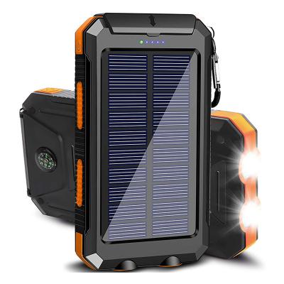 China Fast Support 20000 Mah Outdoor Solar Phone Charger Portable Waterproof Solar Power Bank Charger with Light for Mobile Phone for sale