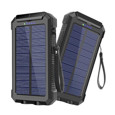 China Waterproof Solar Panel Charging Usb Solar Power Bank Dual 30000 Mah Solar Power Storage Battery For Mobile Phone Usb Phone Solar PowerBank Solar Charger for sale