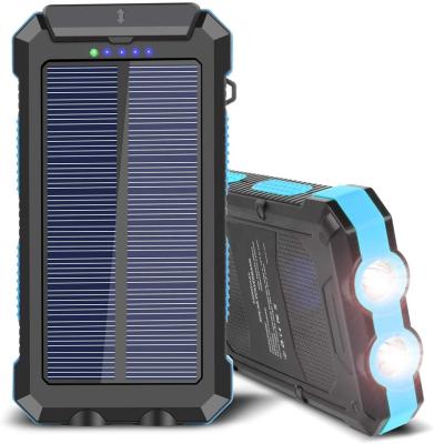 China 2020 New Arrival 30000mAh USB Charger Fast Charging Solar Panel Solar Power Portable Bank Phone Charger With Ultra Bright Flashlight for sale