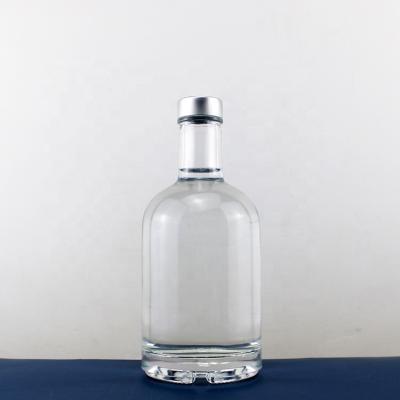 China Luxury Liquor Bottles Round Shape Glass Liquor Bottle With Lids Wholesale Empty Spirit Bottle 375ml Vodka Bottles With Screw Cap for sale