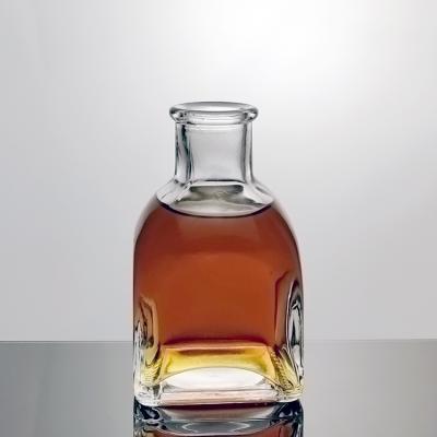 China FlintScrew Luxury Top Flat Shape Wholesale Extra Large Bottle Liquor 10cl Cork Lid Pocket Whiskey Container Shandong Glass Bottles RSG Alcohol Small for sale