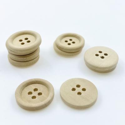 China 10 Pcs Workable Round 4 Holes Natural Wood Button Sewing Coat Buttons For Clothing for sale