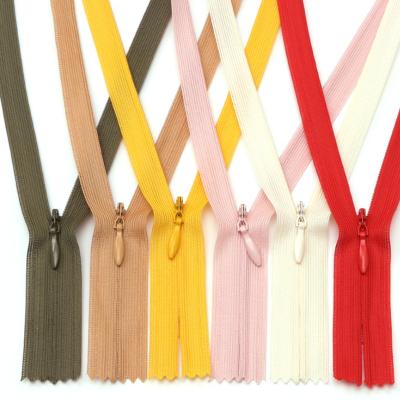 China 3# Waterproof Eco-friendly Nylon Lace Tape Invisible Zipper With Water Drop Slider for sale