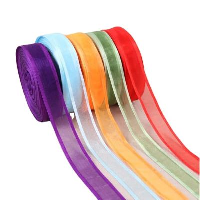 China High Tenacity Eco - Friendly Nylon Chiffon Sheer Ribbon With Satin Side for sale