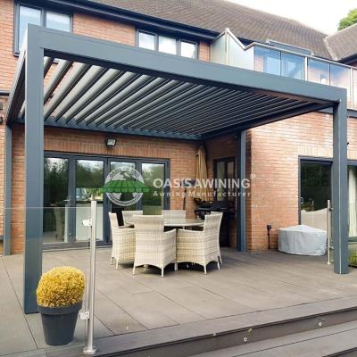 China Easily Assembled Manual Automatic Adjustable Gazebo Pergola Roof System Louvre Pergola Aluminum Bioclimatic Canopy Roof for sale