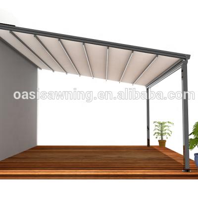 China LED Light Strips / Folding Pergola Roof Awning Retractable Balcony Opening Motorized Retractable Pergola Gazebo Wall Mounted Outdoor Garden Pergola for sale