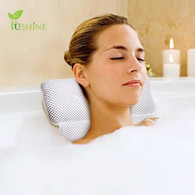 China Sustainable 3D Mesh Waterproof Wholesale Headrest Luxury Spa Bath Pillow With Suction Cups for sale