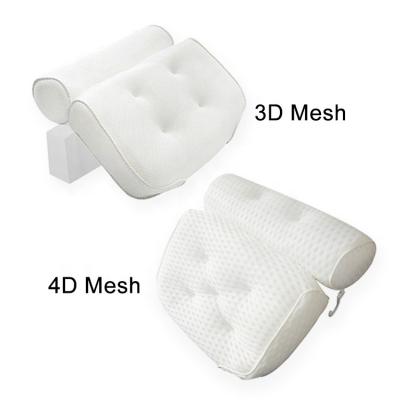 China Wholesale Sustainable Eco-Friendly Luxury 3D Mesh Wedge Tub Spa Bath Non Slip Waterproof Home Pillow With Suction Cups for sale