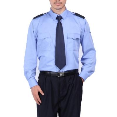 China Breathable Custom Design Security Guard Uniform Work Clothes Suit Blue And White Shirts Property Long Sheaths Safety Equipment Overalls for sale