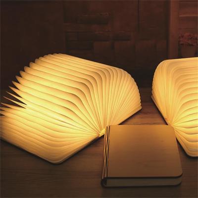 China 2021 new arrivals portable creative portable rechargeable wood mini book foldable shape led lamp for reader for sale