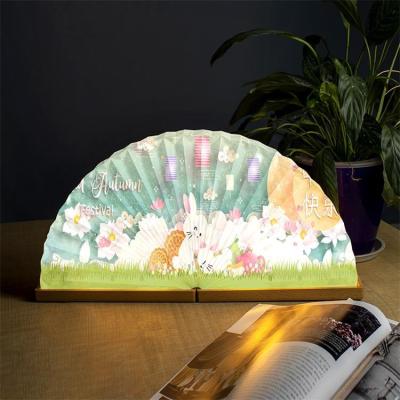 China 2021 New Idea Design Portable Creative Customizable Printing Luxury Fan Lamp Business Promotional Gifts for sale