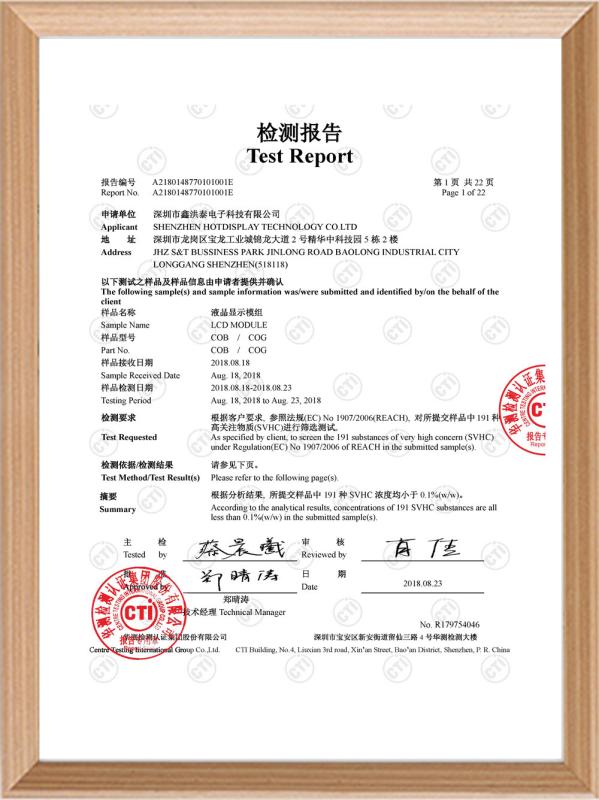 Test Report - Hotdisplay Technology Co.Ltd