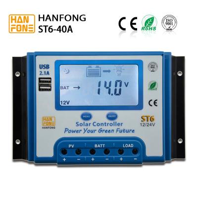 China DC 12V / 24V 40A Solar Panel Power Controller With Double Usb Charging Port for sale