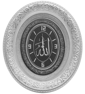 China Wall Clock Antique Islamic Muslim Oval Watch Style Home Decor Allah Clocks Bedroom Living Room Art Islamic Wall Clock Decor for sale