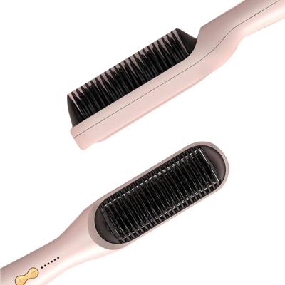 China 2023 Nondisposable New Design Hair Straightener Sweep Hot Hair Flat Iron Comb Ionic Straightening Brush for sale