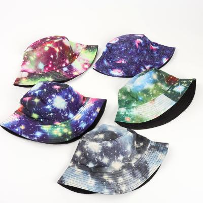 China 2022 Fashion Plain Sun Foldable Fashion Designed Reversible Unisex Moon Starry Sky Sun Cotton Bucket Hats Wholesale With Custom Logo for sale