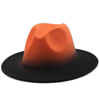 China Character ready to ship hats 2021 wholesale custom made hats gradient logo tone fedora hat women both for sale