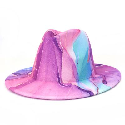 China 2022 Fashion Character News Fashion Character Felted Hat Womens Fedora Hats Wholesale Custom Hats Design Man and Women Felt Printing Wide Brim Panama Hats for sale