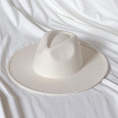 China Wholesale custom wide jazz beige wide rock solid color hats large brim panama hat character 9.5m xxl felt hat top felt hat for sale