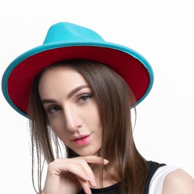 China 2022 New Fashion Character Felted Hat Women Felted Hats Design Custom Tone Hats Two Tone Wide Brim Panama Jazz Hat for sale