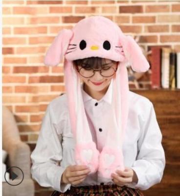 China COMMON Animal Toys Rabbit Ear Hat Baby With Compressor And Mobile Ears Cap Babies Plush Cute Animal Rabbit Hat Kids for sale