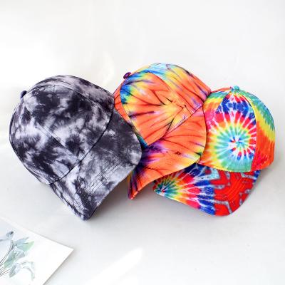 China breathable & New Tie Dye Waterproof Outdoor Casual Hats For Women Men Colorful Bright Purple Rainbow Baseball Cap Trucker Hat Custom for sale