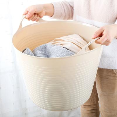 China High Quality Transitional Plastic Storage Basket Laundry Basket Clothes Dirty Organizer With Handles for sale