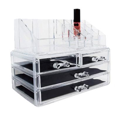 China Workable Two Pieces Set Drawer Makeup Storage Cosmetic Organizer Makeup Organizer for sale