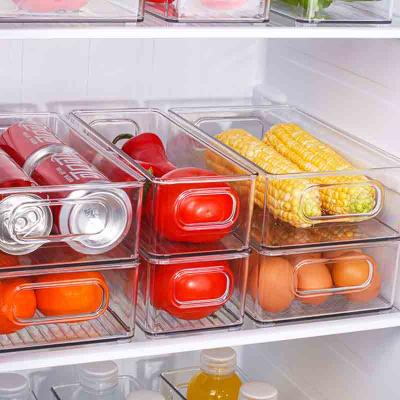 China Clear Plastic Freshness Keeping Rectangle Refrigerator Fridge Organizer Box With Handle for sale